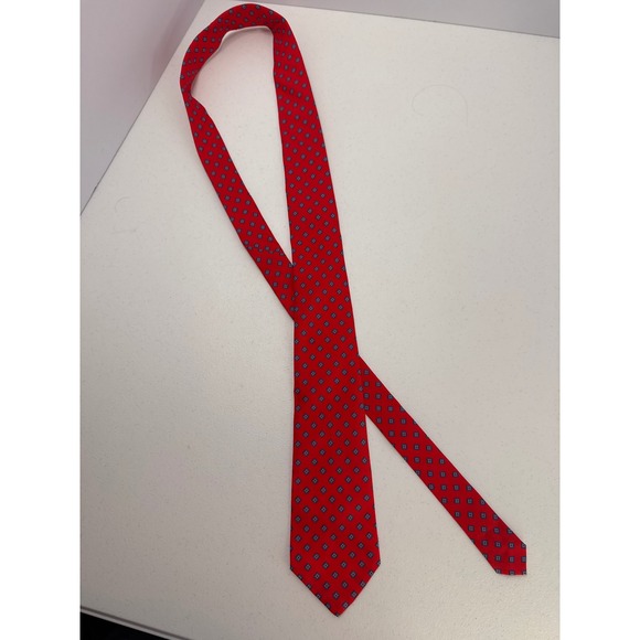 Blair Other - Blair Mens Red Geometric Diamond Pattern Polyester Necktie Machine Washable